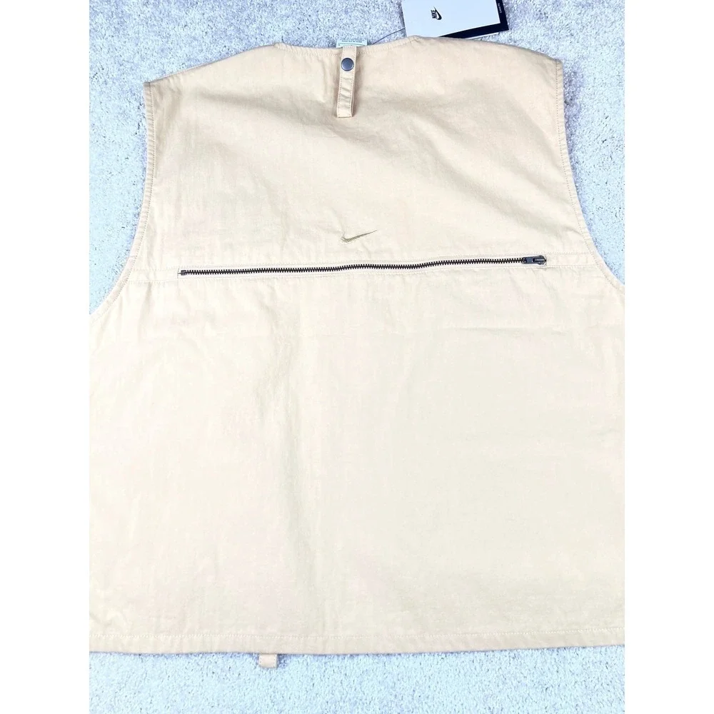 Nike Life Utility Vest Sesame Tan Full Zip Cargo Pockets FN3214-252 Size Large